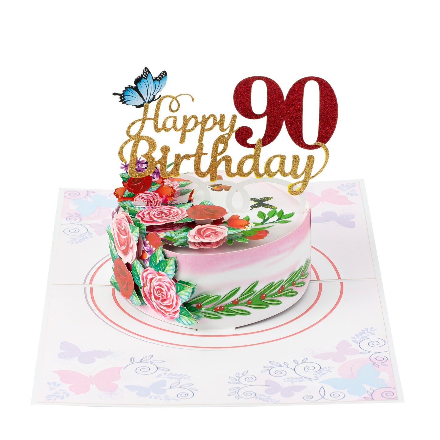 90th Birthday Cake Pop Up Greeting Card