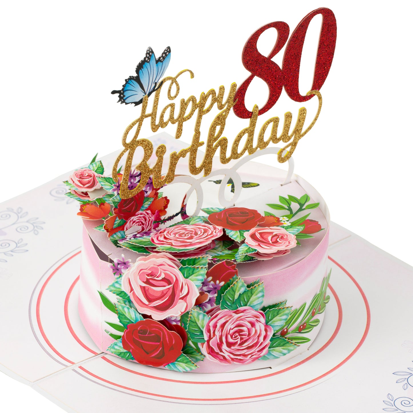 80th Birthday Cake Pop Up Greeting Card