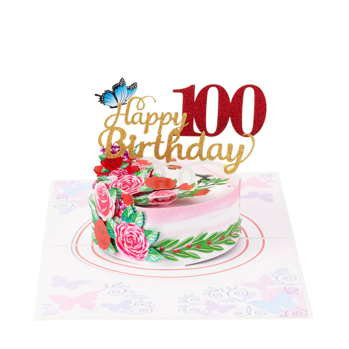 100th Birthday Cake Pop Up Greeting Card