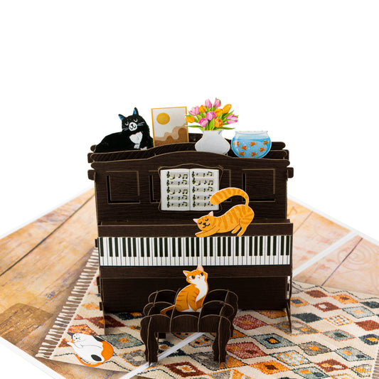 Cats on Piano Pop Up Greeting Card