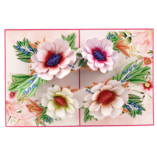 4 Flowers Pop Up Greeting Card