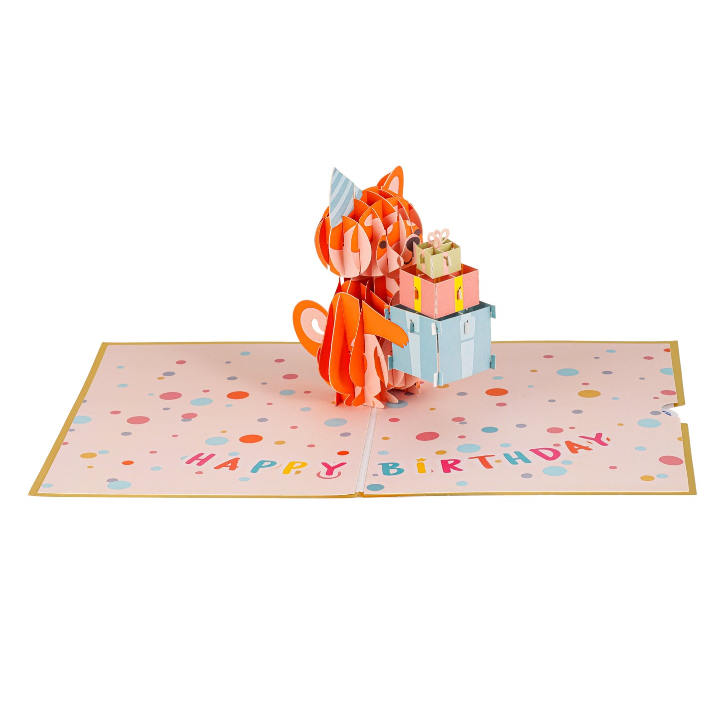 Dog Hold Gift Box Birthday Card