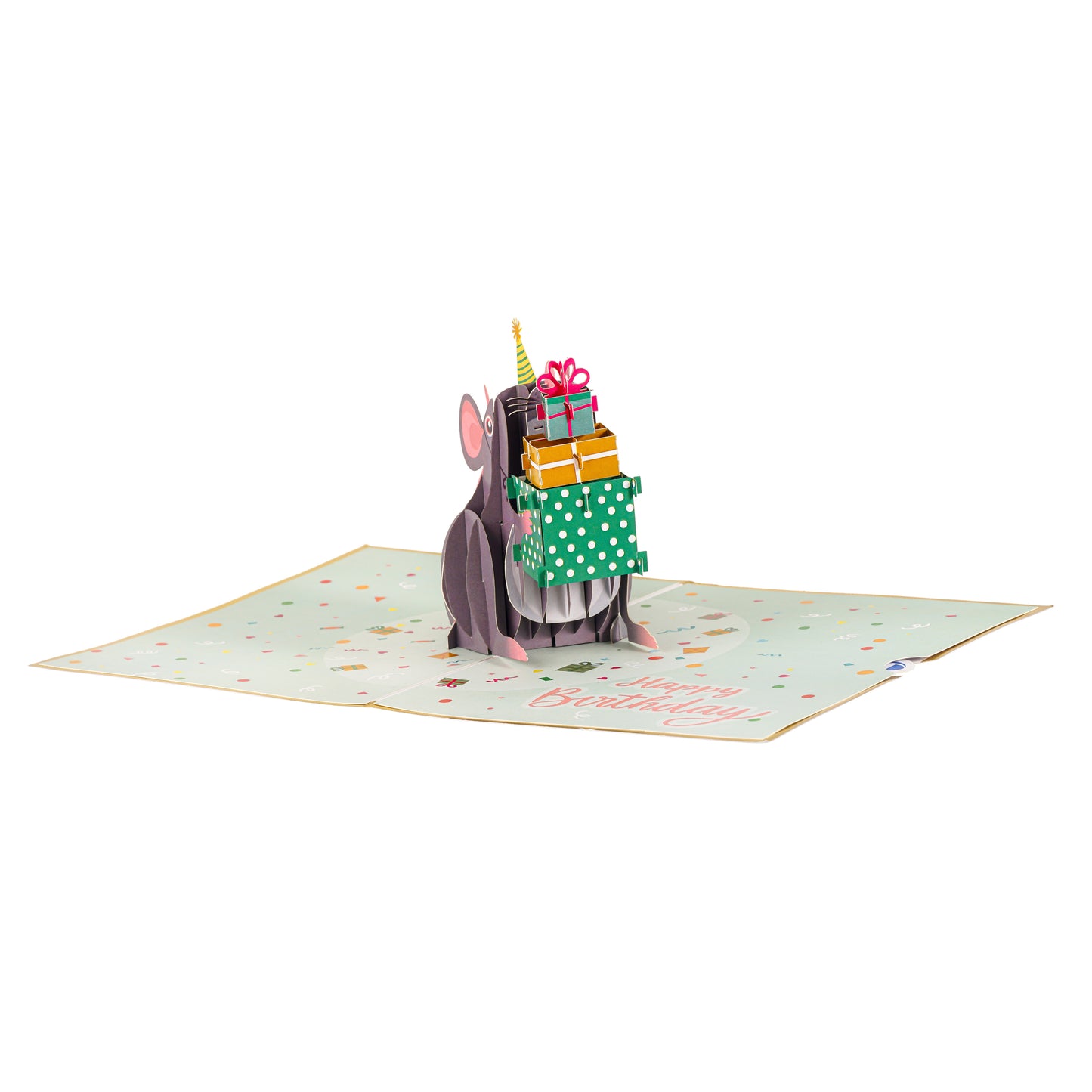 Mouse Hold Gift Box Birthday Card