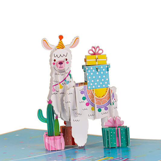 Llama Hold Gift Box Birthday Card