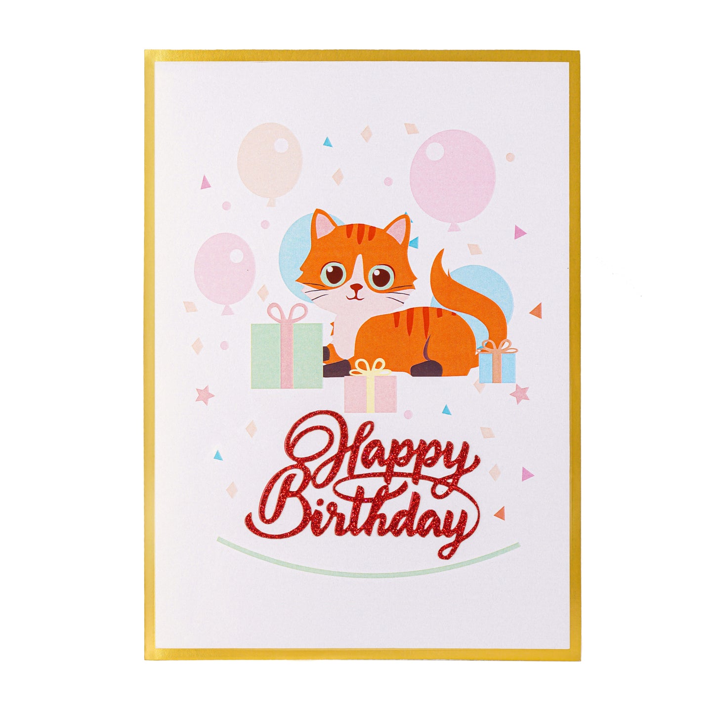 Cat Hold Gift Box Birthday Card