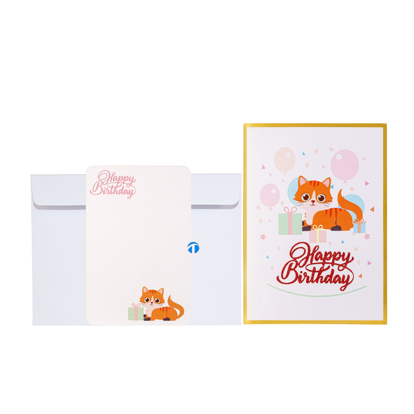 Cat Hold Gift Box Birthday Card